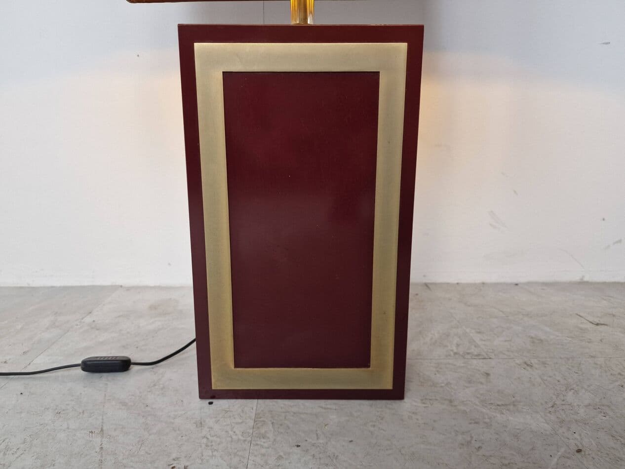 Lampa stołowa XXL, czerwona, plastik złoty metal, Francja, lata 70. - 330492