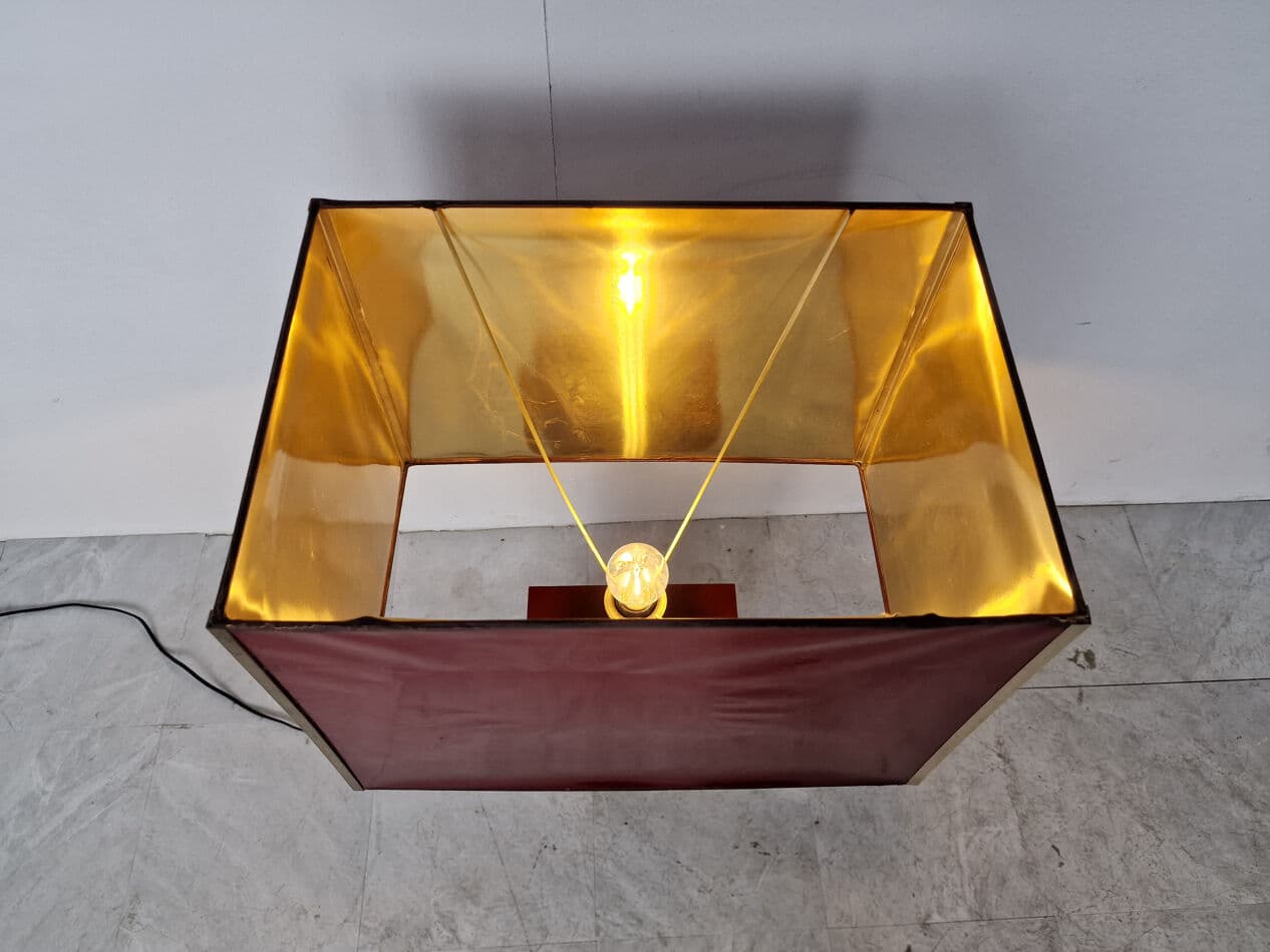 Lampa stołowa XXL, czerwona, plastik złoty metal, Francja, lata 70. - 330489