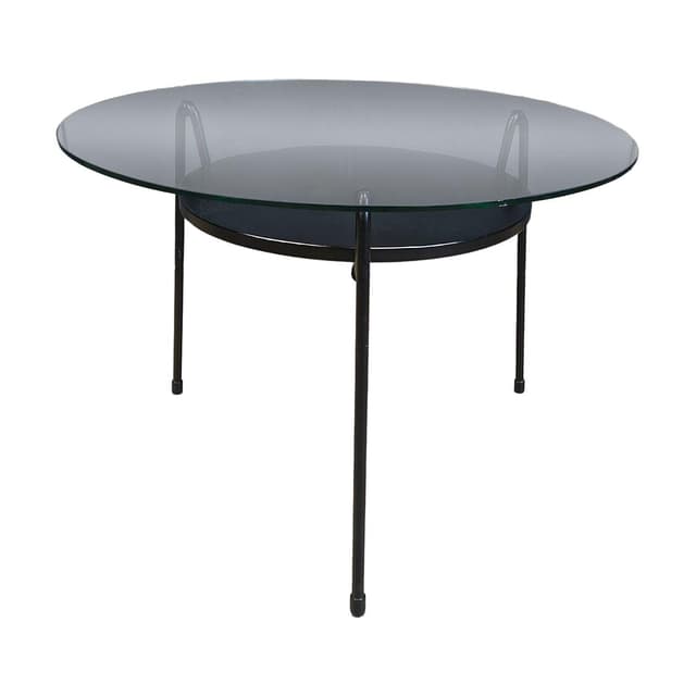 Coffee Table Model 535, transparent glass, black metal, by W. Rietveld, Gispen, Netherlands, 1950s. - DIMENSION