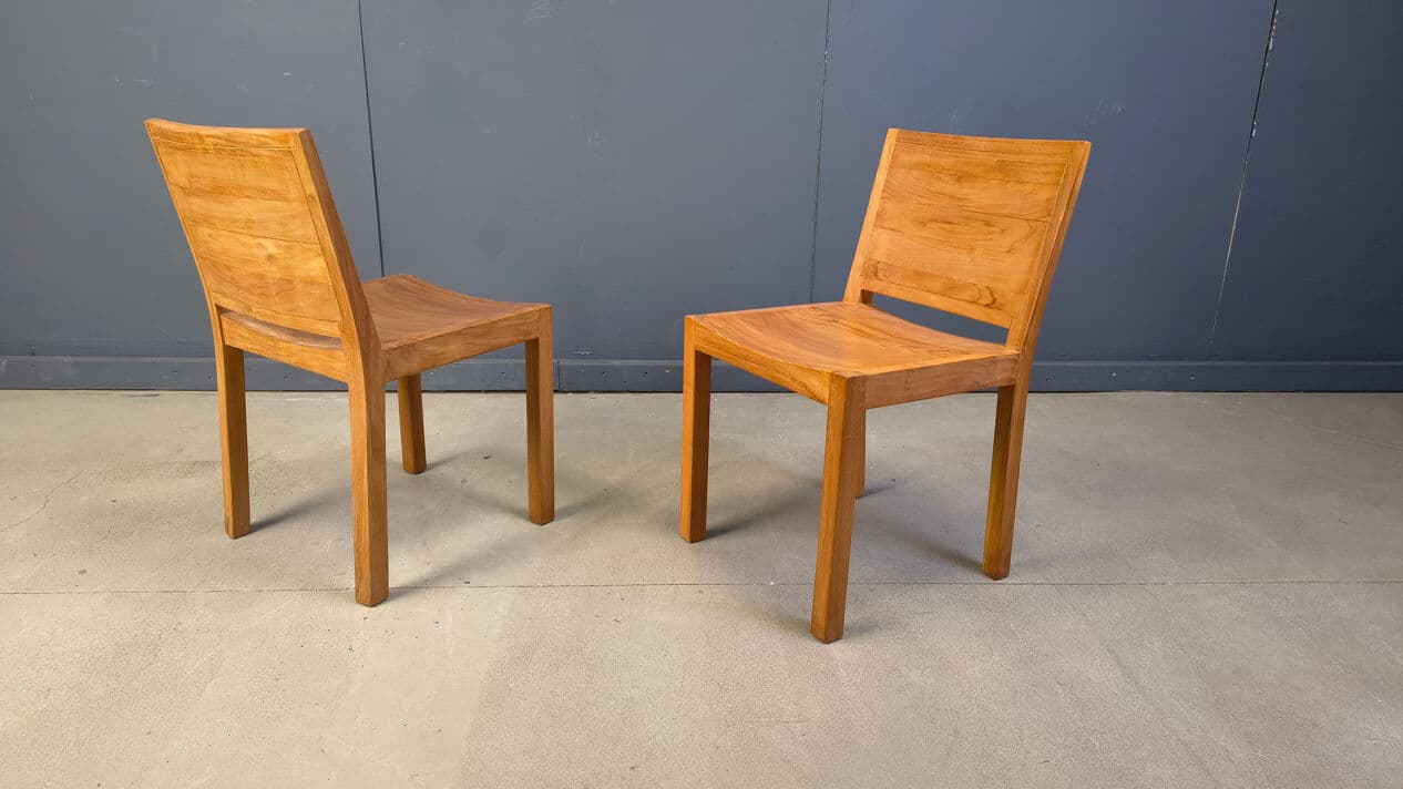 Set of six dining chairs, brown teak, Belgium, 1980s. - 330289
