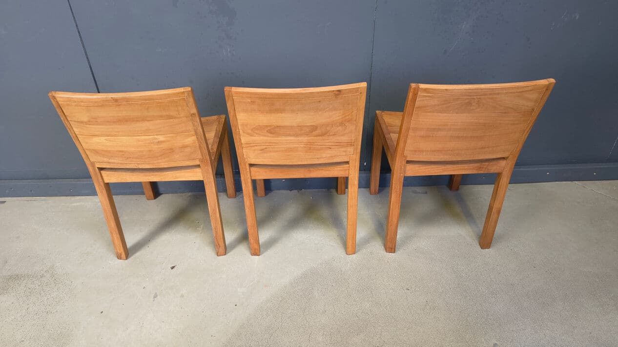 Set of six dining chairs, brown teak, Belgium, 1980s. - 330296
