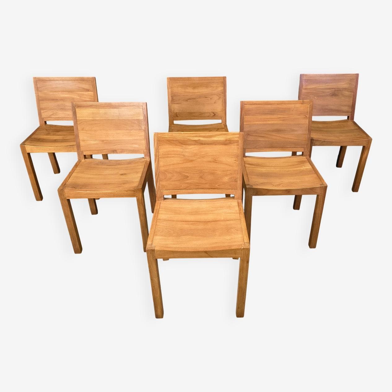 Set of six dining chairs, brown teak, Belgium, 1980s. - 330290