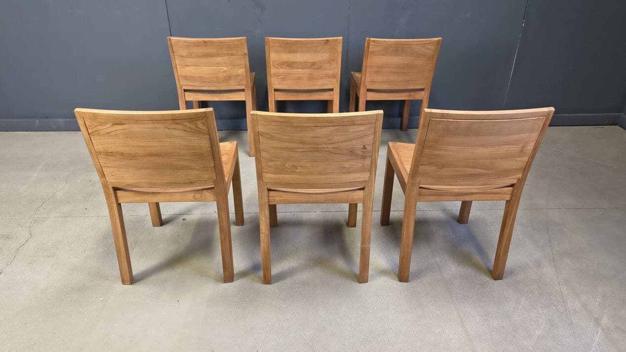 Set of six dining chairs, brown teak, Belgium, 1980s. - 330297