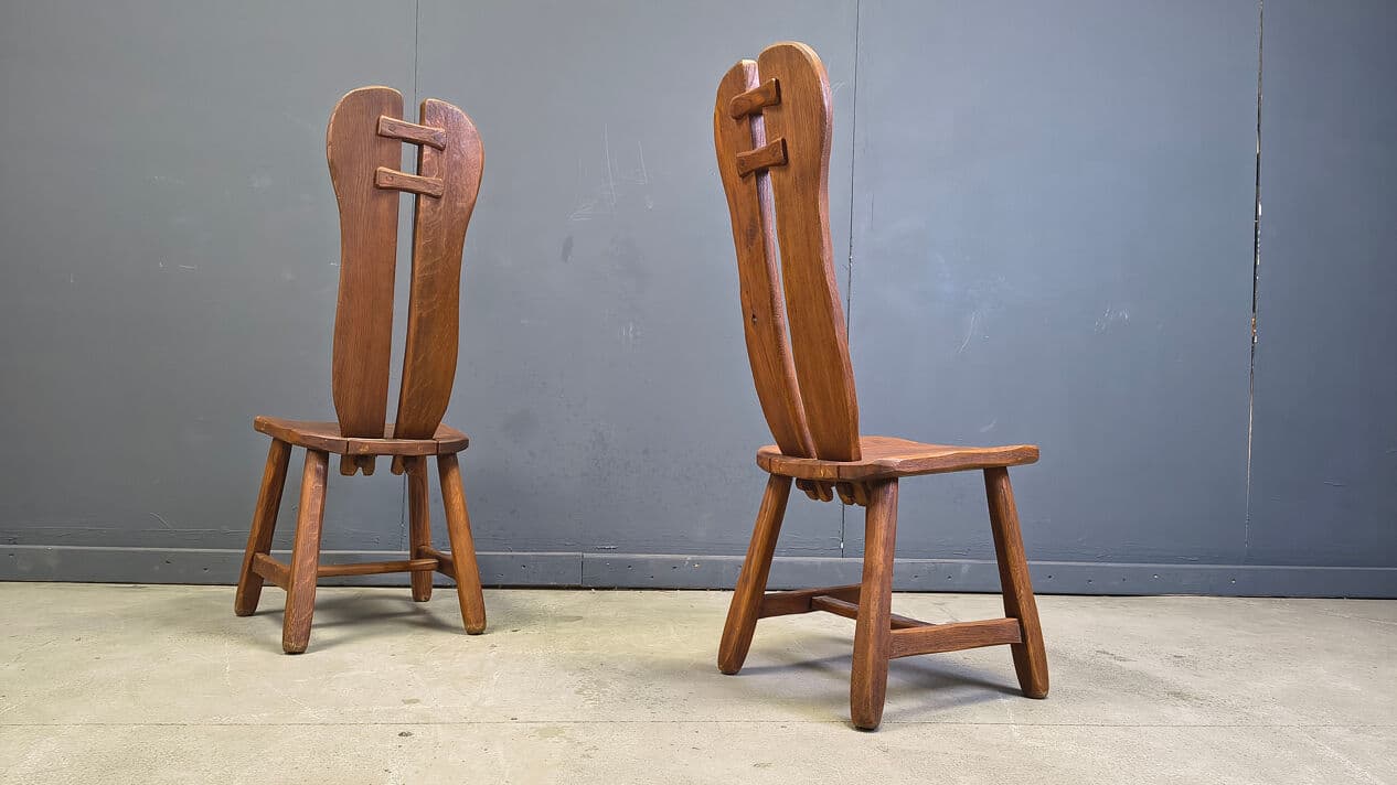Set of four dining chairs, brown oak, Belgium, 1960s. - 330265