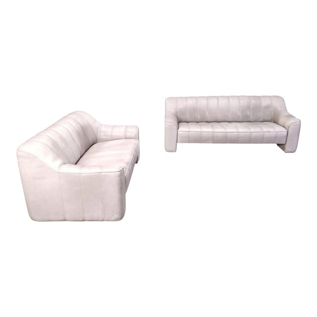 Set of two sofas DS44, light grey genuine leather, de Sede, Switzerland, 1970s. - DIMENSION