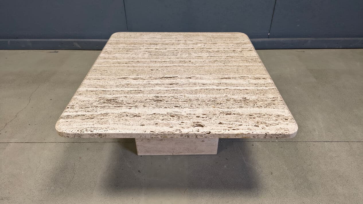 Coffee table, beige travertine, Italy, 1970s. - 330208