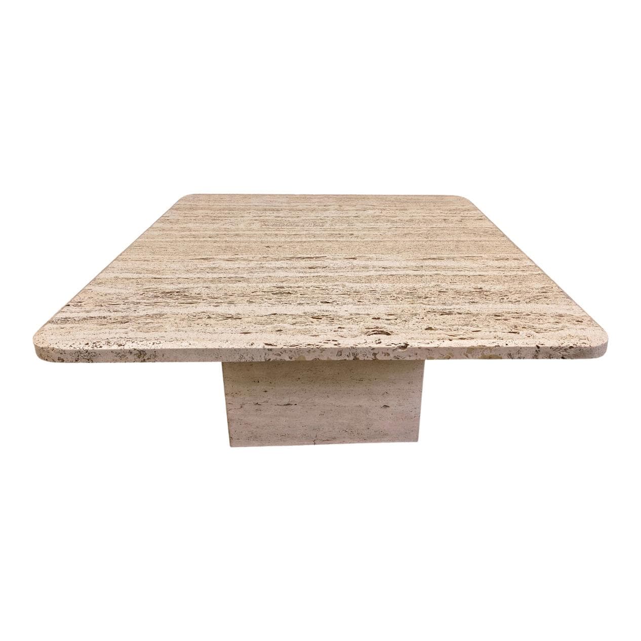 Coffee table, beige travertine, Italy, 1970s.