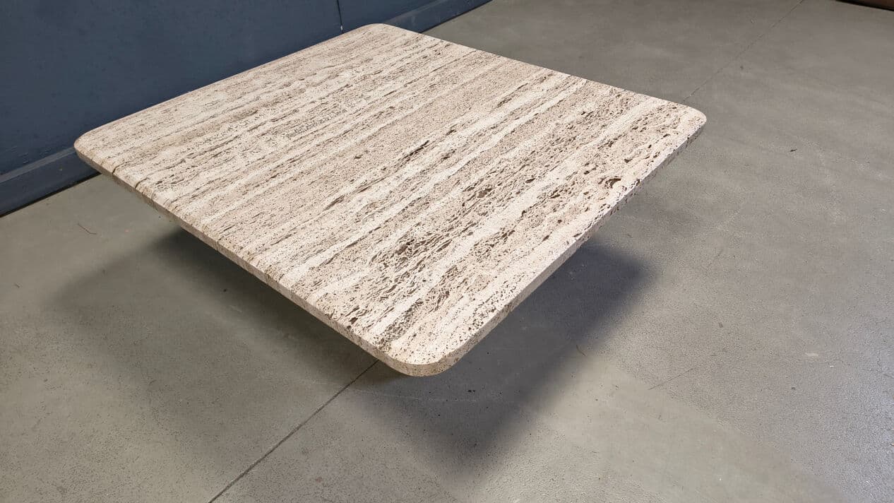 Coffee table, beige travertine, Italy, 1970s. - 330215