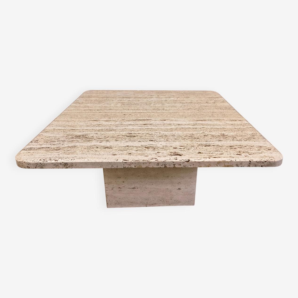Coffee table, beige travertine, Italy, 1970s. - 330209
