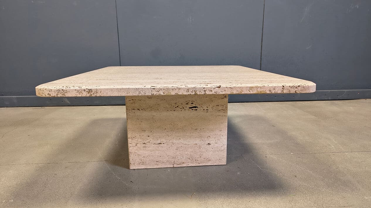 Coffee table, beige travertine, Italy, 1970s. - 330210
