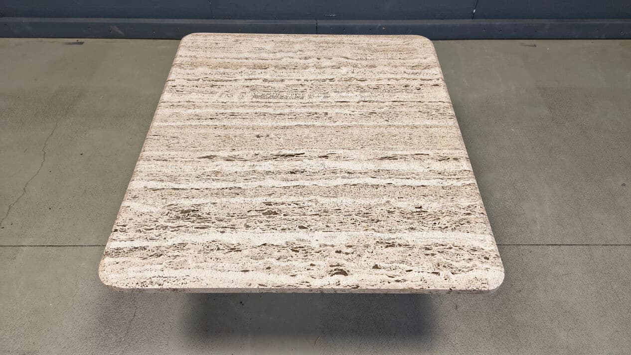 Coffee table, beige travertine, Italy, 1970s. - 330214