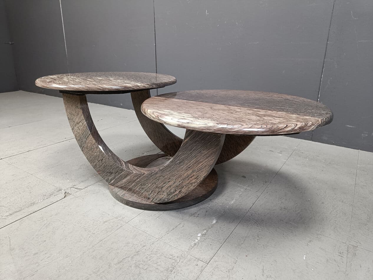 Two-tier coffee table, multicolor marble, Italy, 1970s - 330086