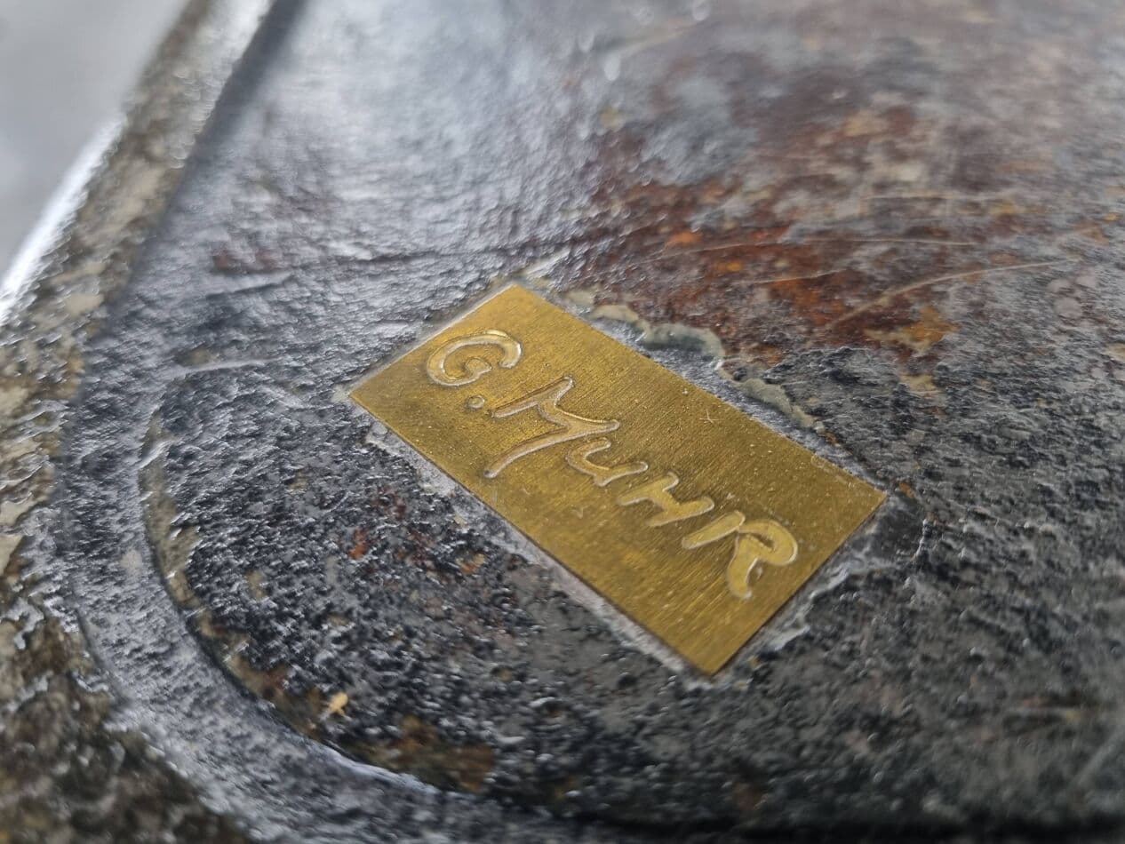 Coffee Table Brutalist, brown stone, black wood, Germany, 1970s. - 330043