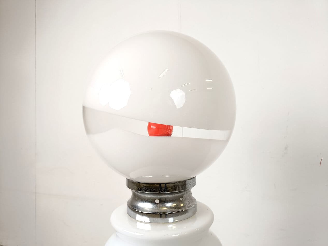 Floor lamp, white Murano glass, chrome, marble, Mazzega, Italy, 1960s. - 330032