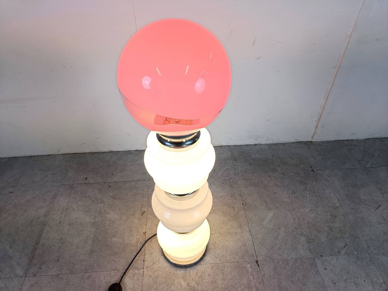 Floor lamp, white Murano glass, chrome, marble, Mazzega, Italy, 1960s. - 330029