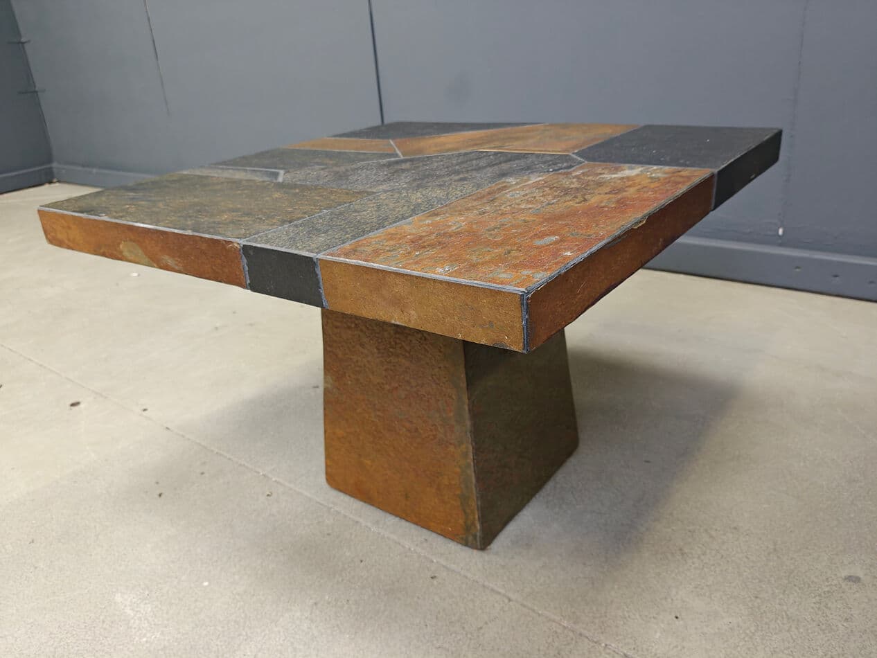 Coffee Table Brutalist, multicolor stone, plaster, Belgium, 1980s. - 330009