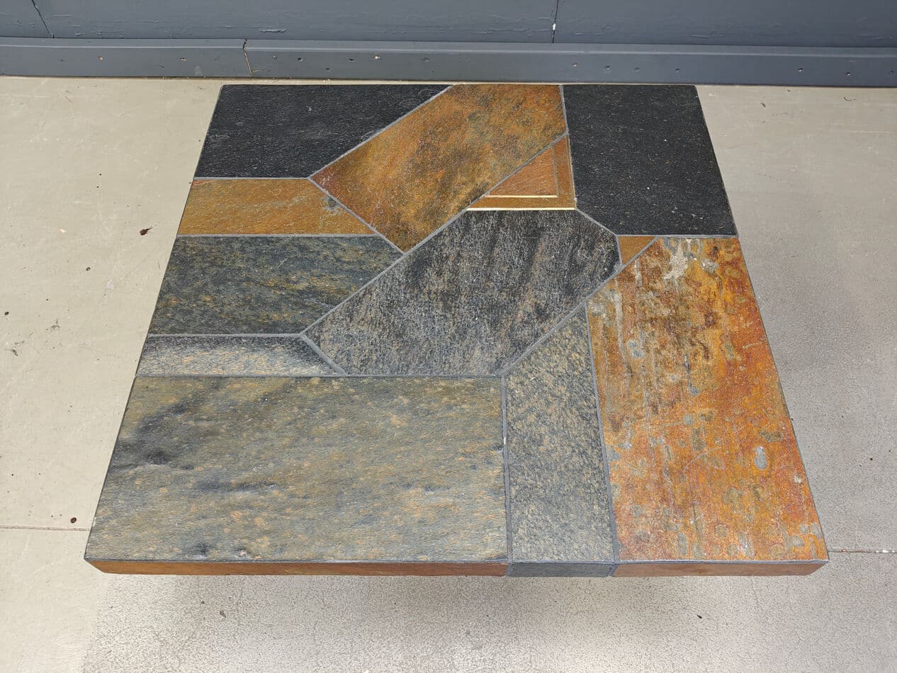 Coffee Table Brutalist, multicolor stone, plaster, Belgium, 1980s. - 330001