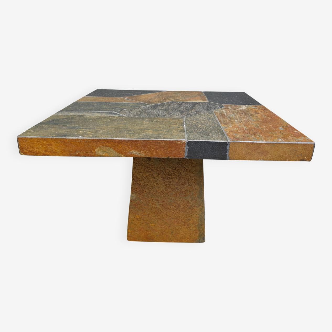 Coffee Table Brutalist, multicolor stone, plaster, Belgium, 1980s. - 330003