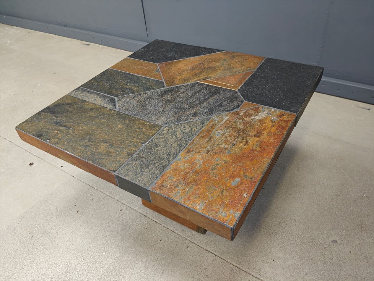 Coffee Table Brutalist, multicolor stone, plaster, Belgium, 1980s. - 330006