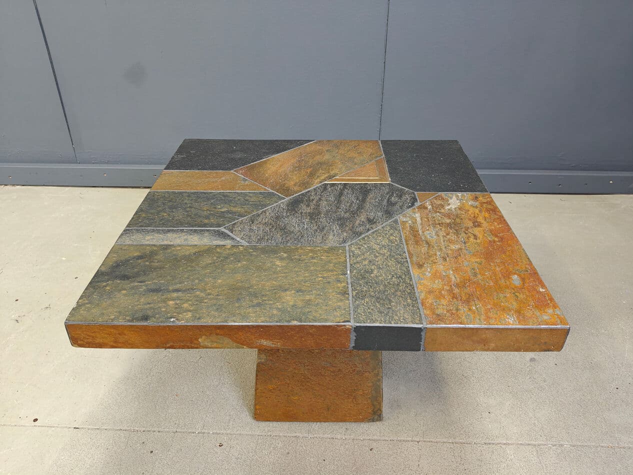 Coffee Table Brutalist, multicolor stone, plaster, Belgium, 1980s. - 330004