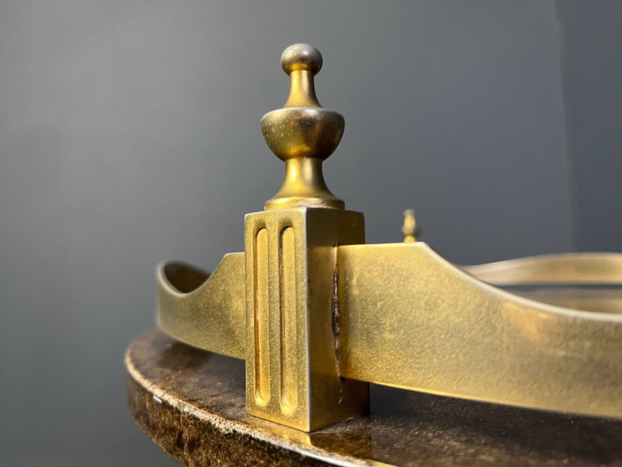 Bar cart, brown lacquered goatskin, gold brass, by A. Tura, Italy, 1960s. - 329950