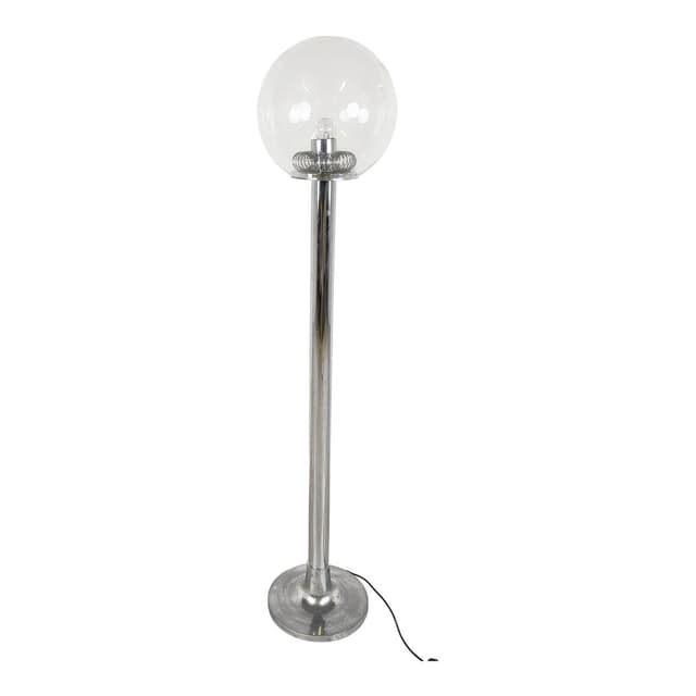 Floor Lamp Space Age, silver chrome, transparent glass, Belgium, 1970s. - DIMENSION