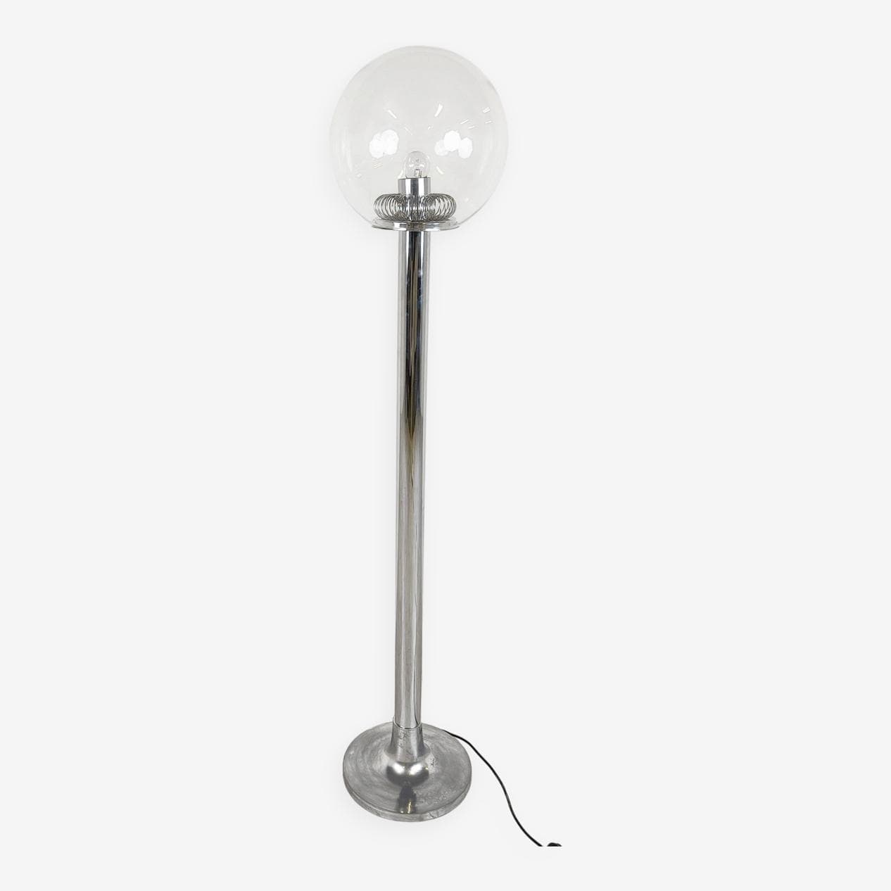 Floor Lamp Space Age, silver chrome, transparent glass, Belgium, 1970s. - 329861