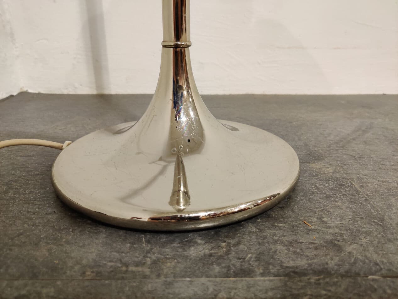 Floor lamp, silver chrome, white glass, by G. Sciolari, Italy, 1970s. - 329759