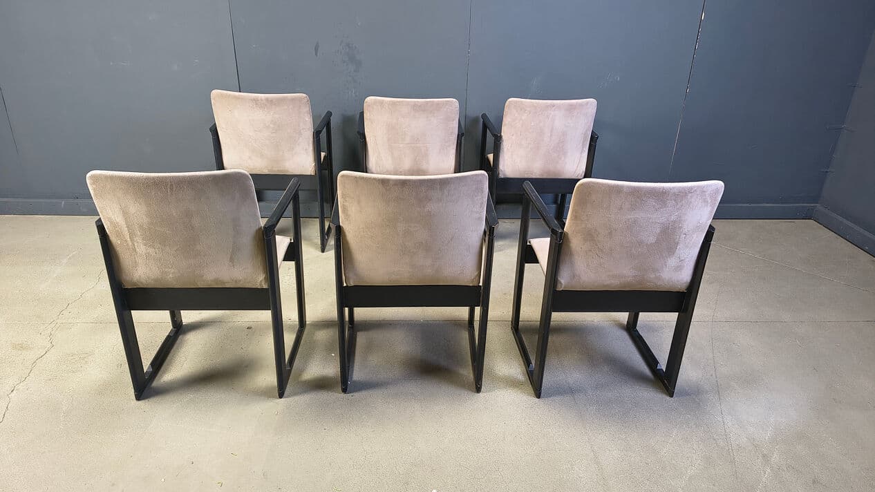 Set of Six Armchairs, black, wood, Italy, 1970s - 329750