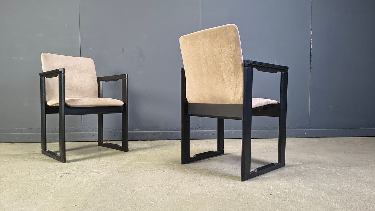 Set of Six Armchairs, black, wood, Italy, 1970s - 329752