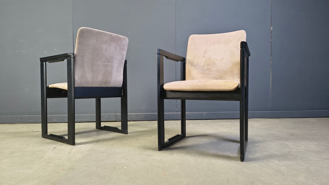 Set of Six Armchairs, black, wood, Italy, 1970s - 329744