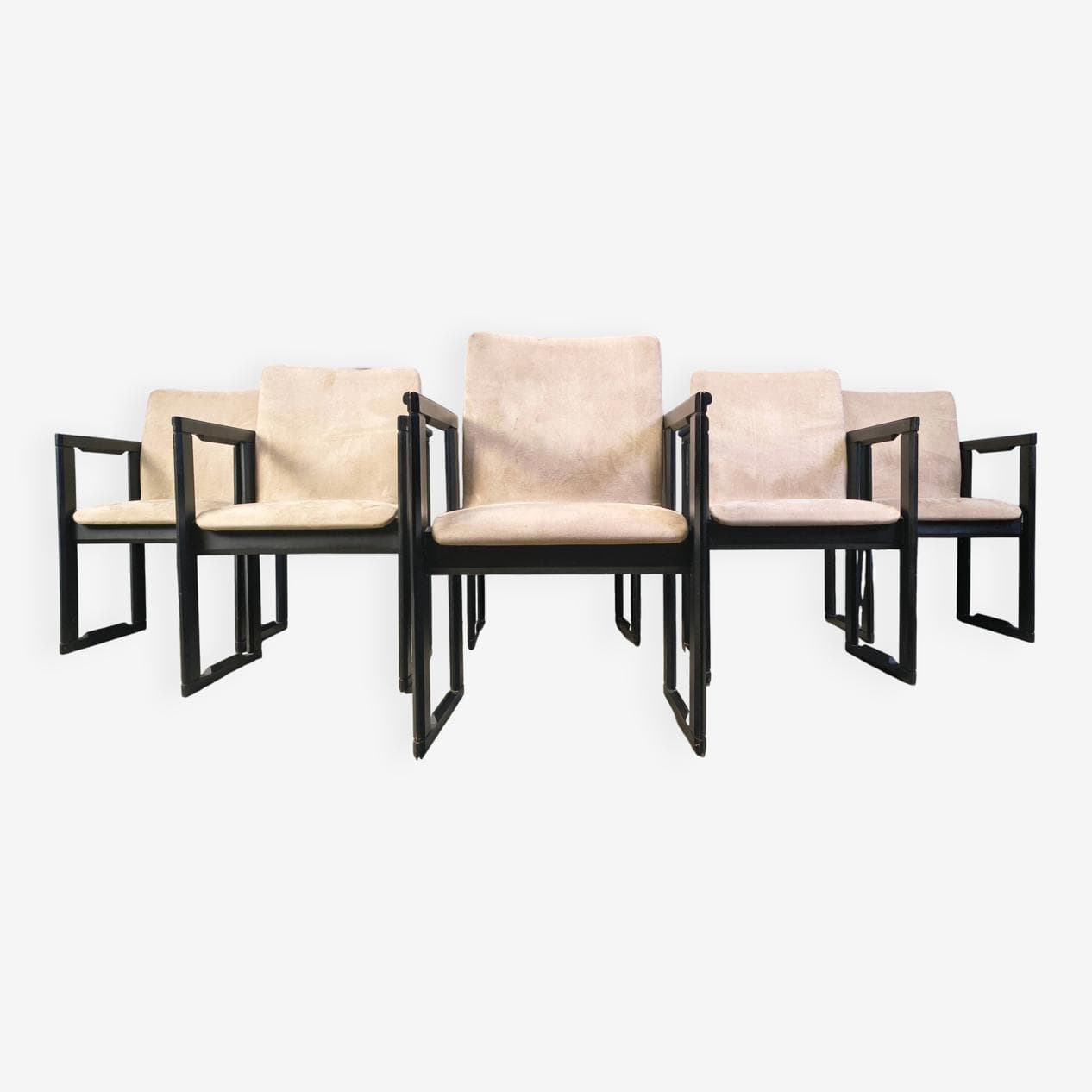 Set of Six Armchairs, black, wood, Italy, 1970s - 329745