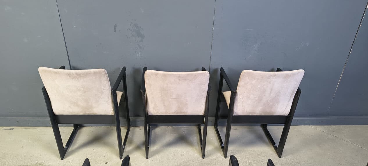 Set of Six Armchairs, black, wood, Italy, 1970s - 329751
