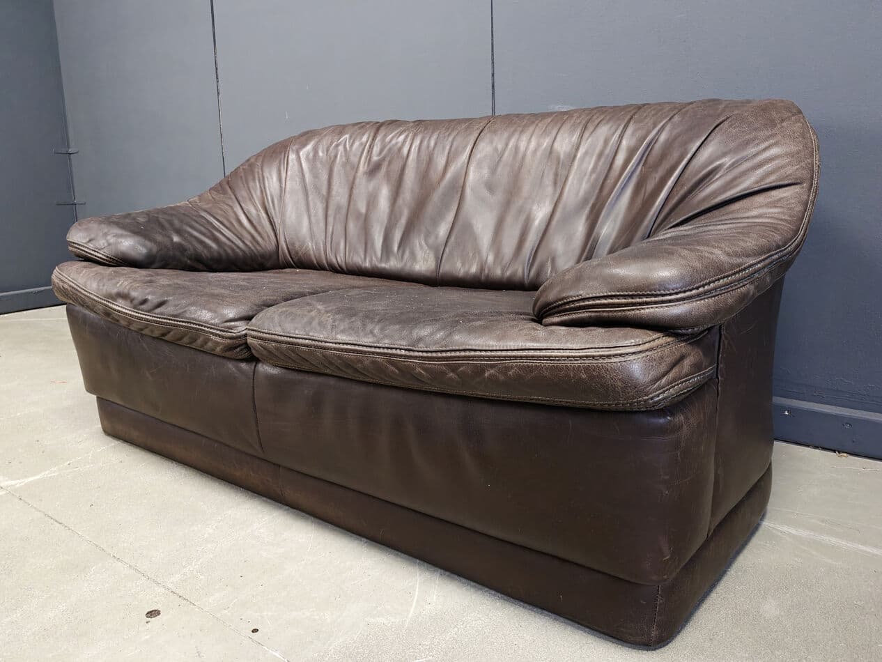 Sofa set, brown leather, Germany, 1970s. - 329715