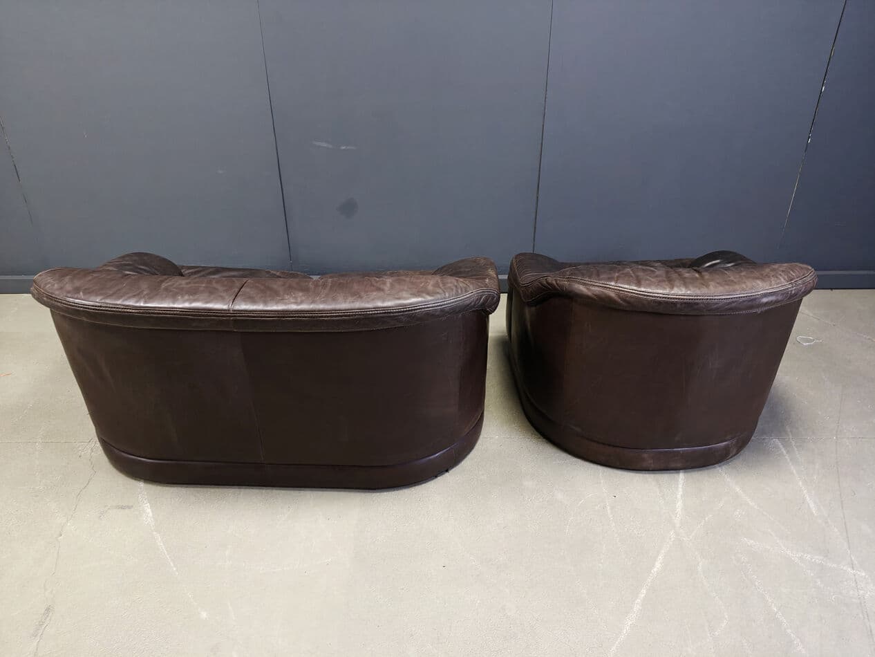 Sofa set, brown leather, Germany, 1970s. - 329709