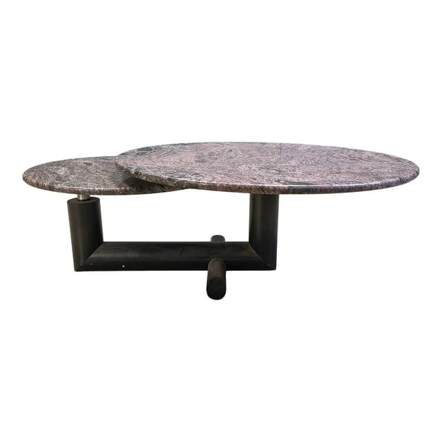 Stolik kawowy, marmur multikolor, metal czarny, Roche Bobois, Francja, lata 80. - WYMIARY