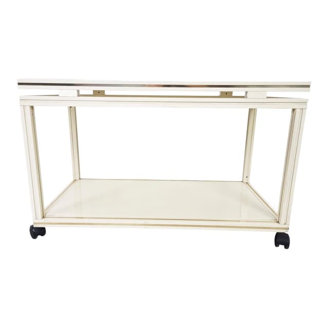 Bar cart, beige, metal, brass, by P. Vandel, Belgium, 1980s. - DIMENSION
