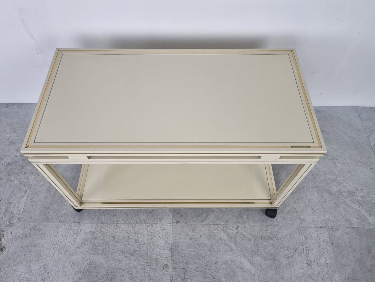 Bar cart, beige, metal, brass, by P. Vandel, Belgium, 1980s. - 329619