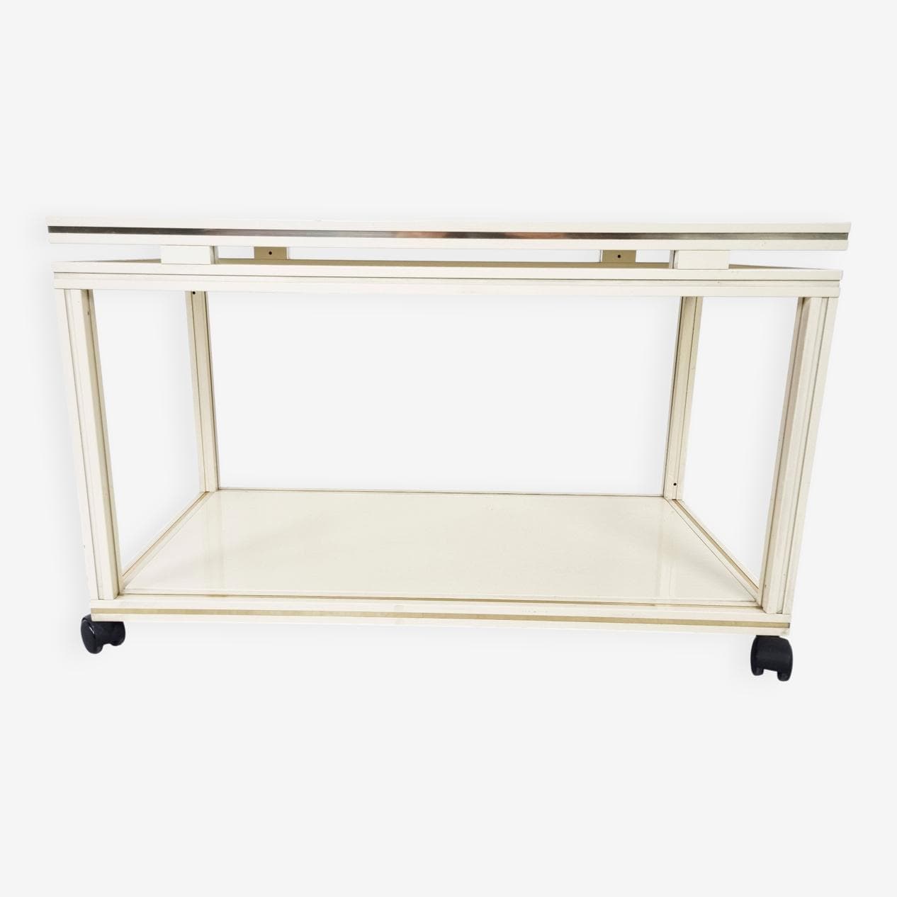 Bar cart, beige, metal, brass, by P. Vandel, Belgium, 1980s. - 329614