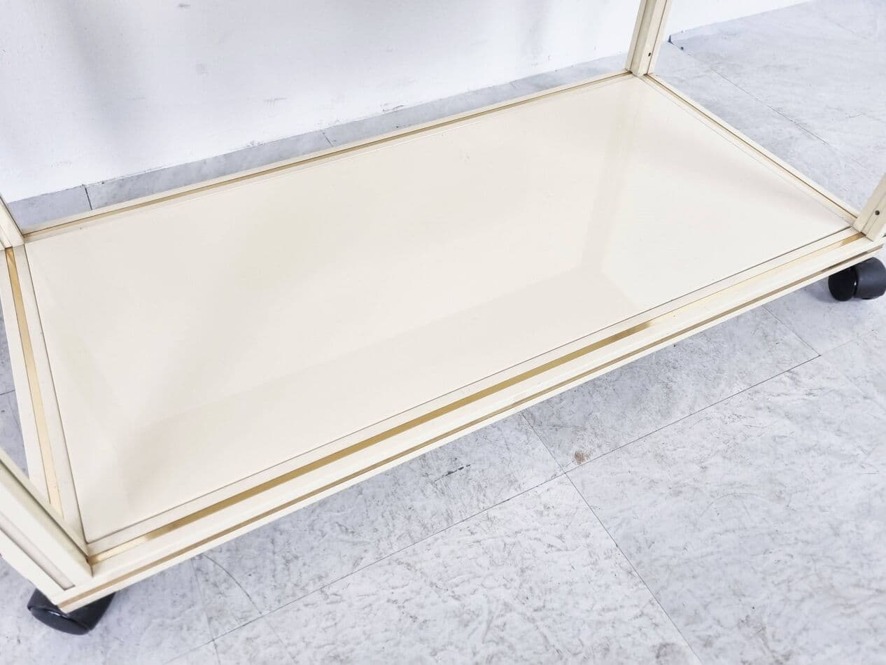 Bar cart, beige, metal, brass, by P. Vandel, Belgium, 1980s. - 329618