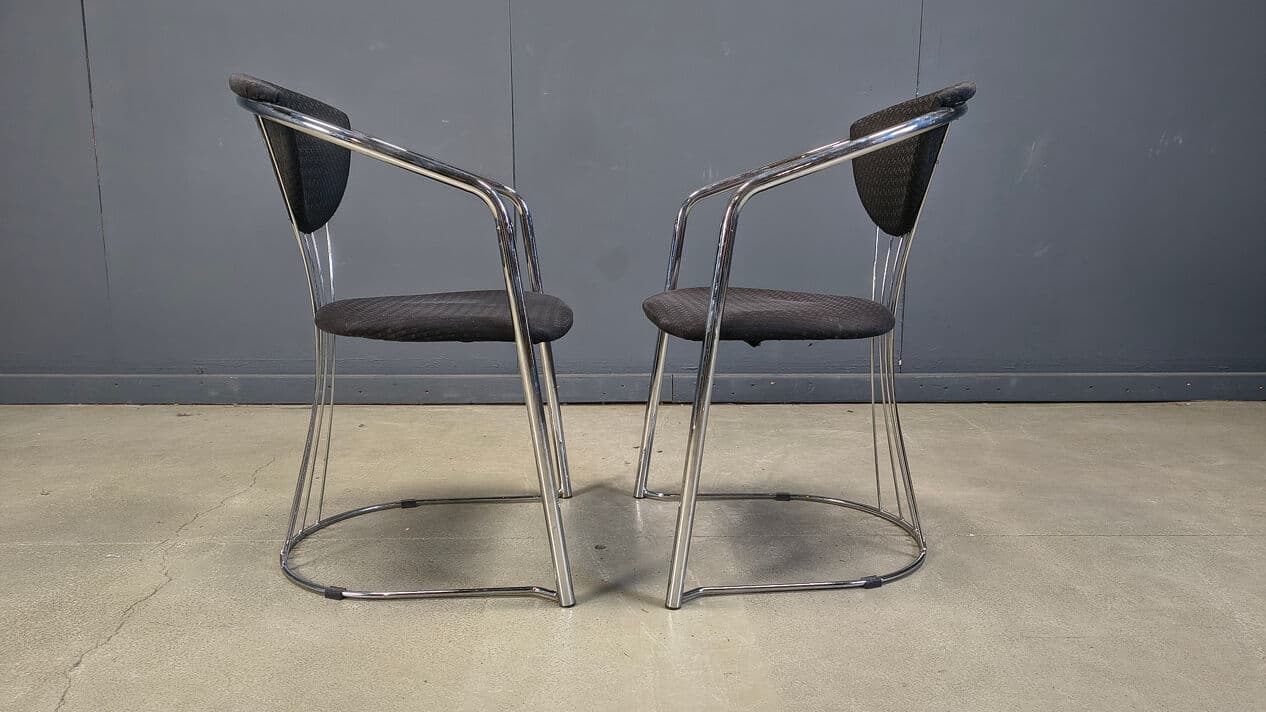 Set of four dining chairs Space Age, chrome, black fabric, Effezeta, Italy, 1970s. - 329481