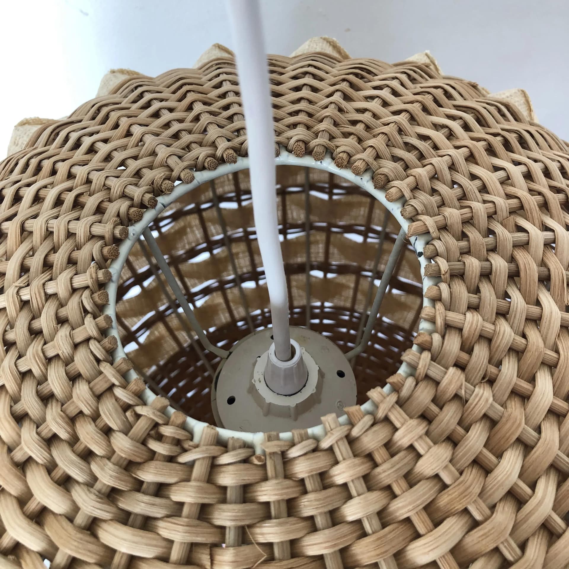 Pendant lamp, beige rattan, Germany, 1970s. - 24922
