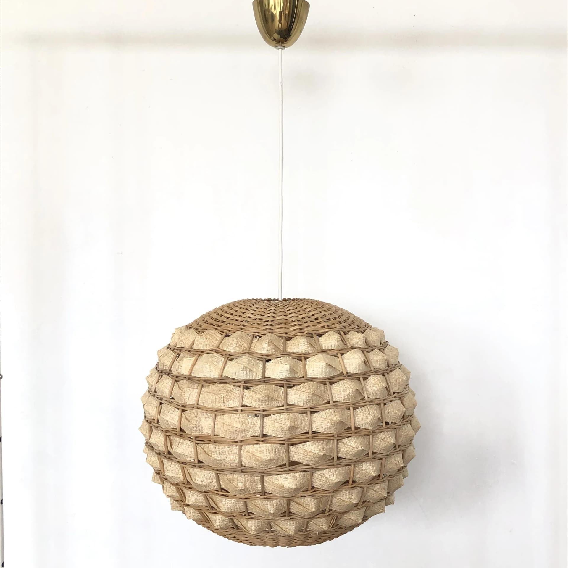 Pendant lamp, beige rattan, Germany, 1970s. - 24920