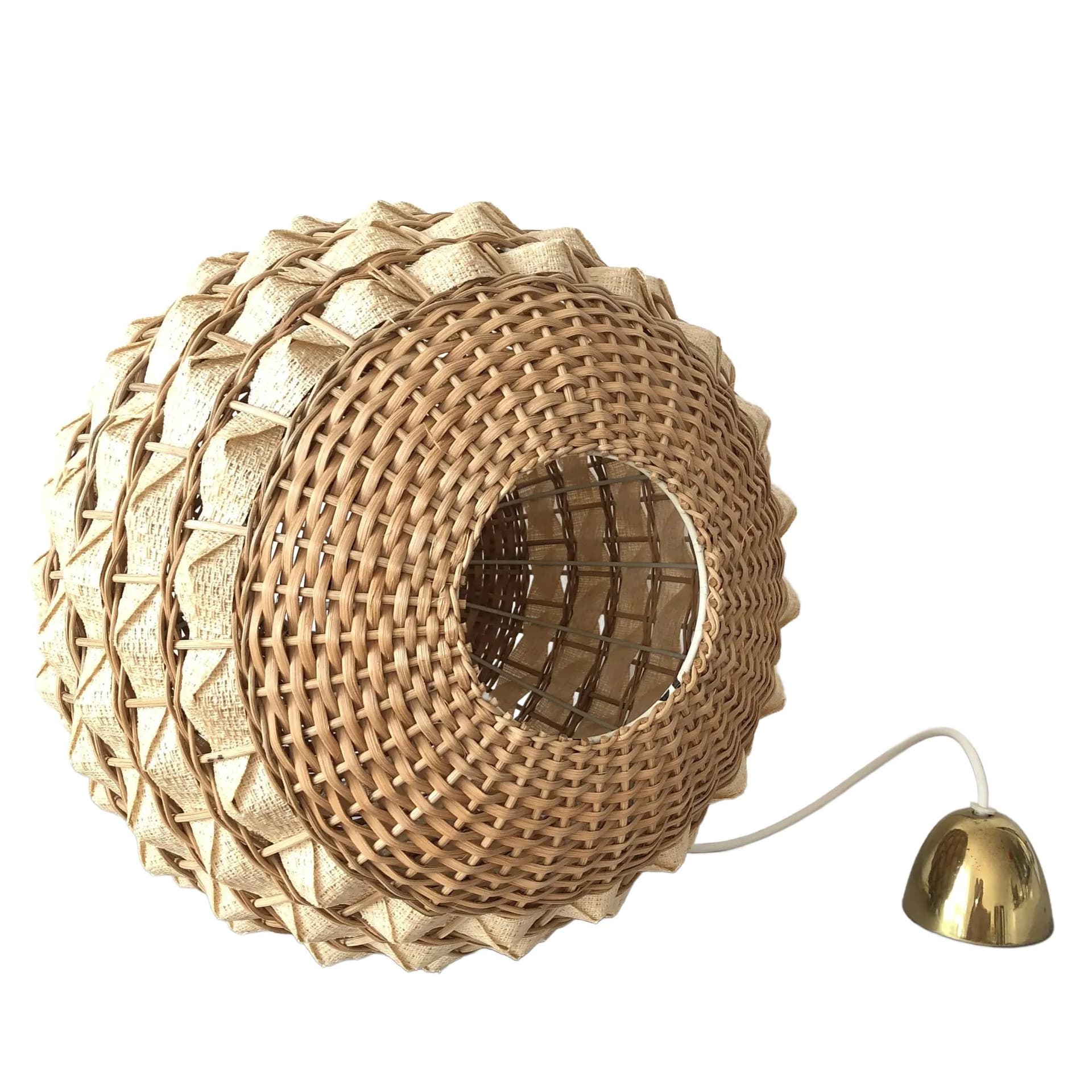 Pendant lamp, beige rattan, Germany, 1970s.