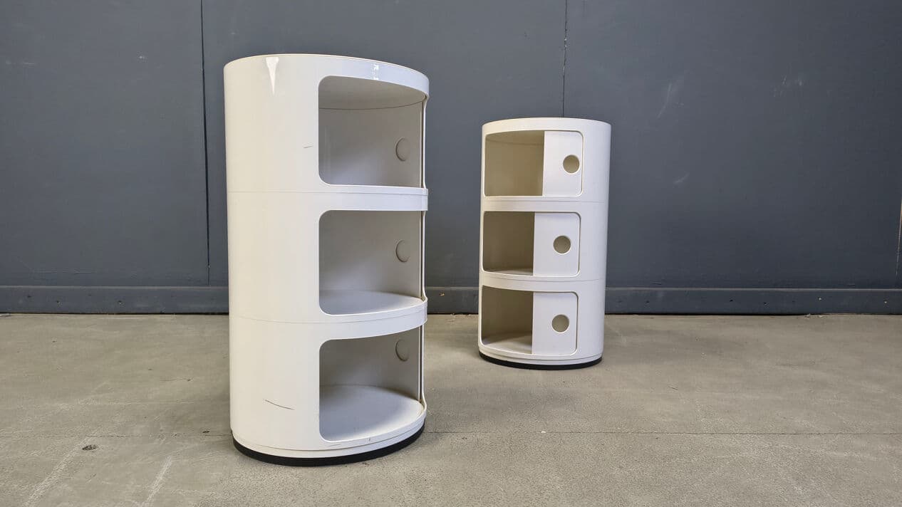 Para szafek nocnych, biały, plastik, proj. A. Castelli Ferrieri, Kartell, Włochy, lata 70. - 329358