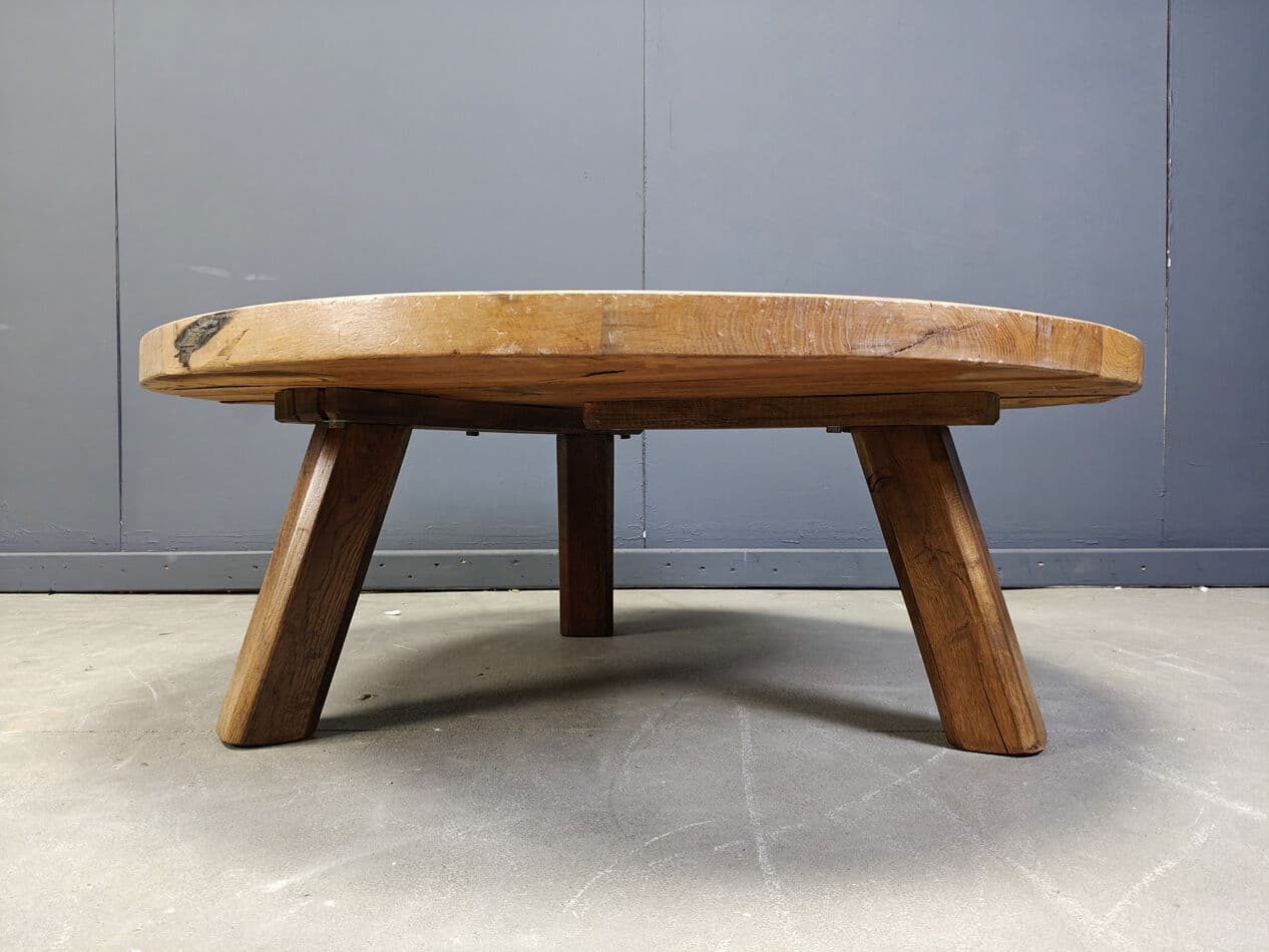 Coffee Table Brutalist, brown oak, Belgium, 1960s - 329318