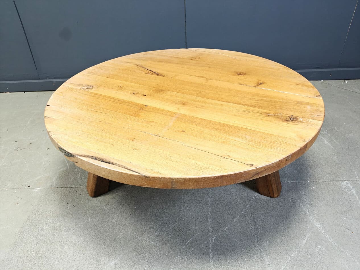 Coffee Table Brutalist, brown oak, Belgium, 1960s - 329314