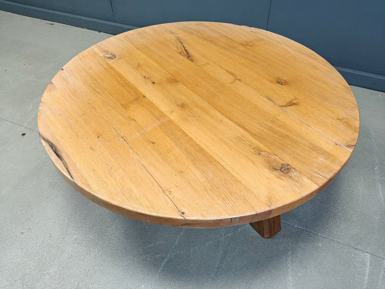 Coffee Table Brutalist, brown oak, Belgium, 1960s - 329321