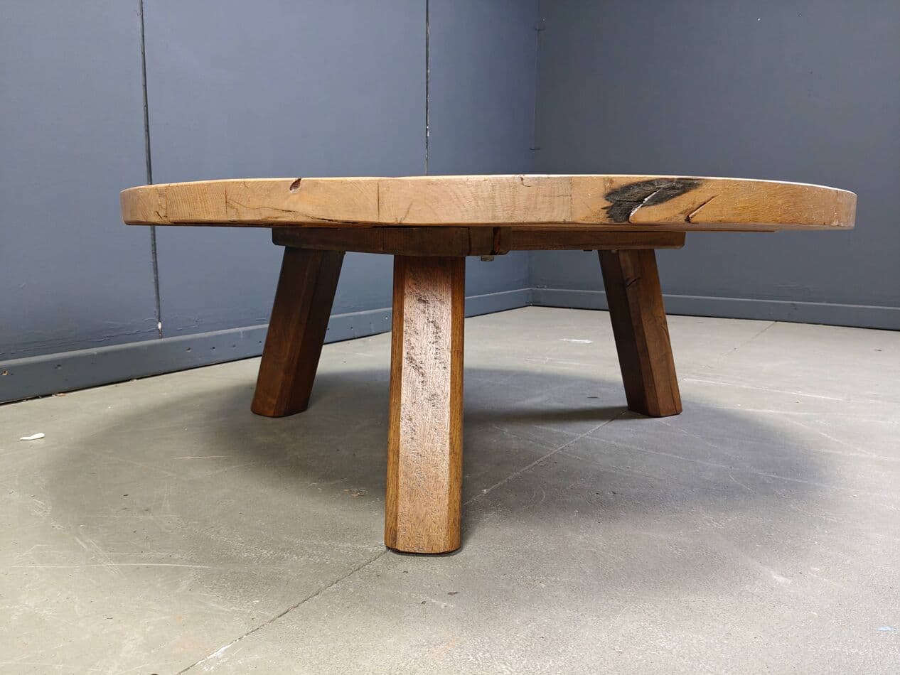Coffee Table Brutalist, brown oak, Belgium, 1960s - 329320