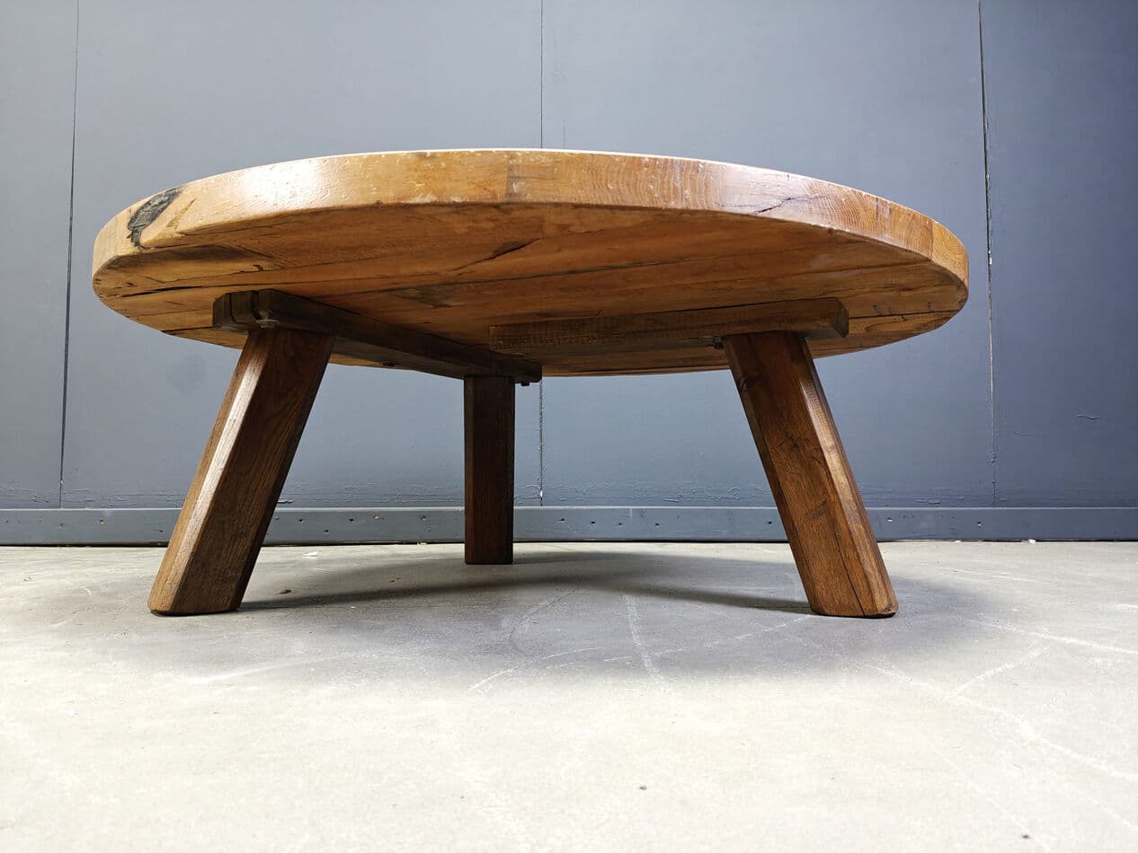Coffee Table Brutalist, brown oak, Belgium, 1960s - 329319